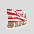 Casual large capacity red striped handbag